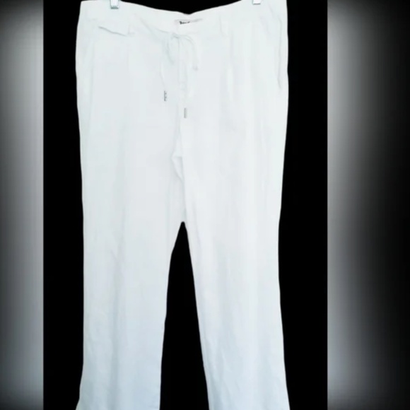 Juicy Couture White Linen Pants 100% Linen Exterior Adjustable drawstring and - Picture 2 of 13